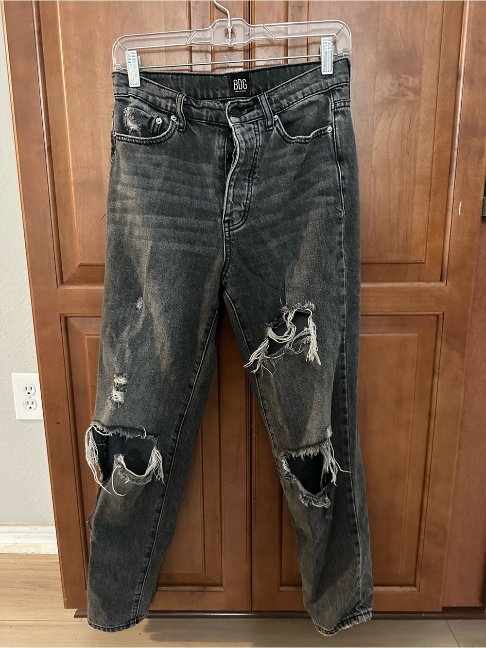 BDG Women's slim straight Distressed Black Jeans